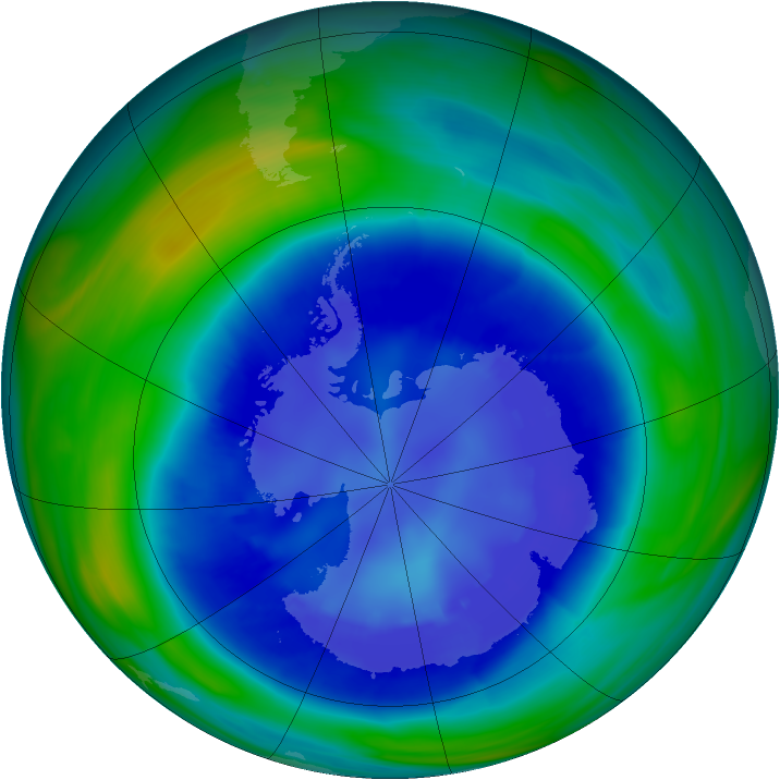 Antarctic ozone map for 31 August 2006